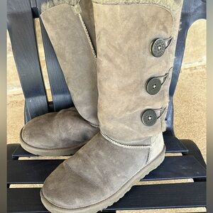 UGG Women's Suede Button Boots - Gray